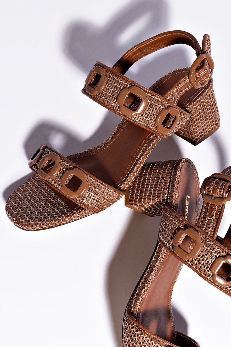 Milan Sandal In Caramel Wave Raffia 6