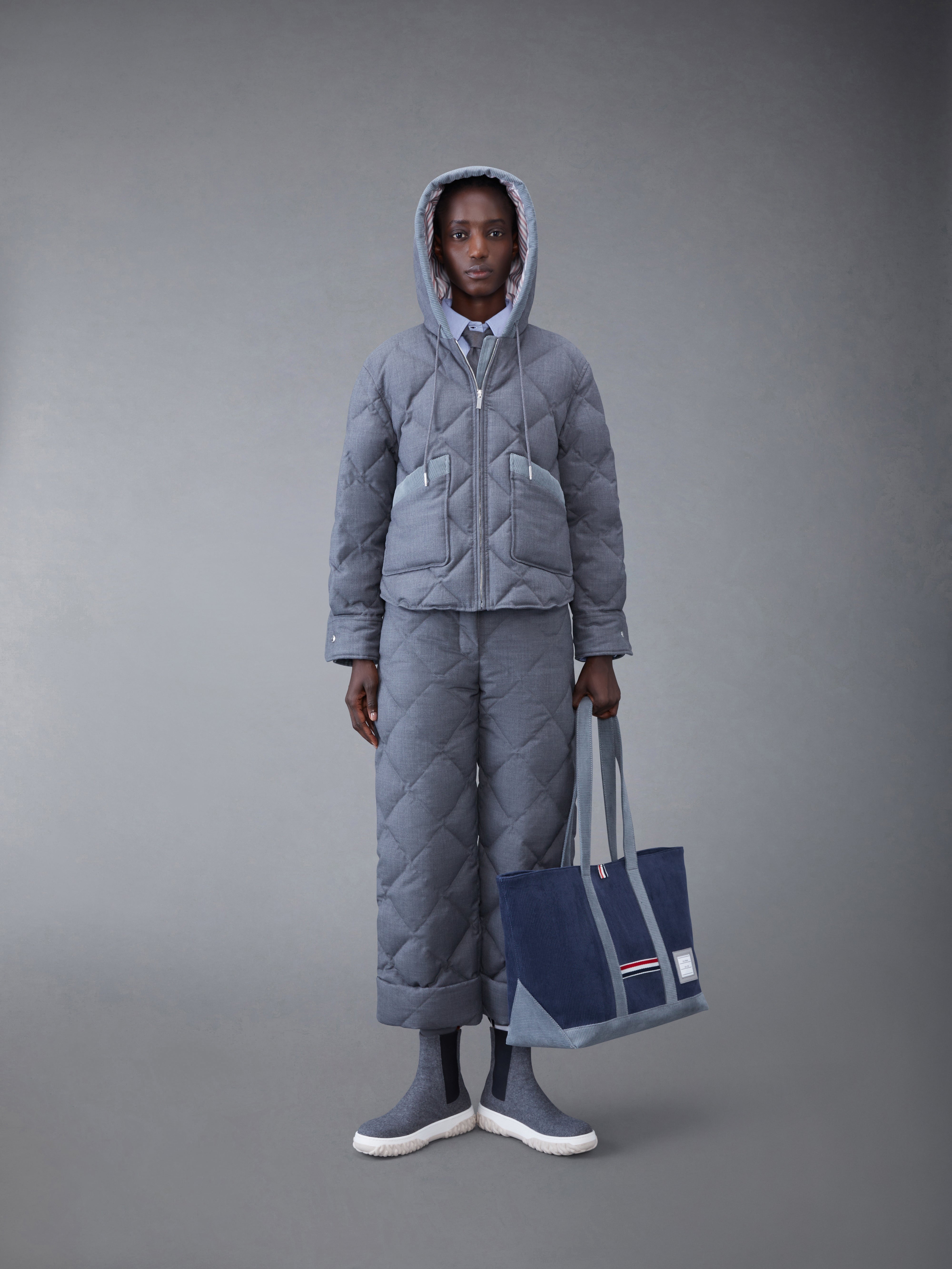 SUPER 120'S TWILL DOWN HOODED PATCH POCKET JACKET - 3