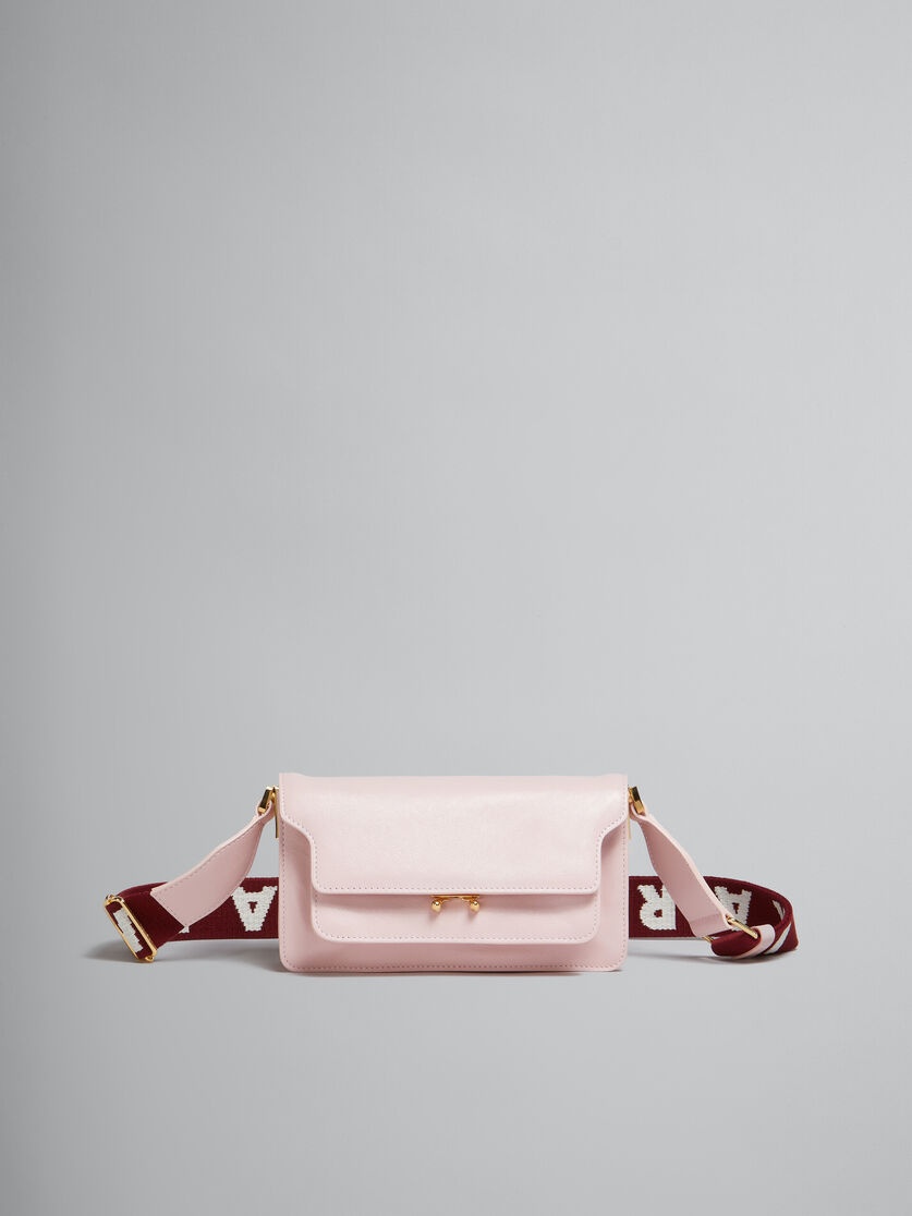 PINK LEATHER E/W SOFT TRUNK BAG WITH LOGO STRAP - 1