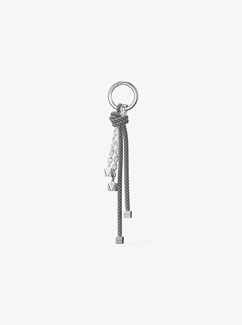 Silver-Tone and Speckled Cord Bag Charm - 1