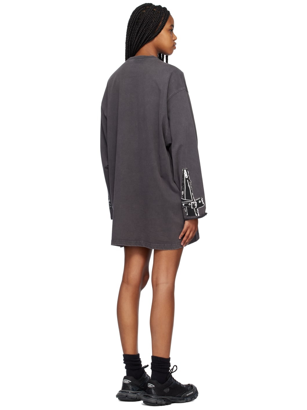 Gray Trompe L'Oeil Minidress - 3