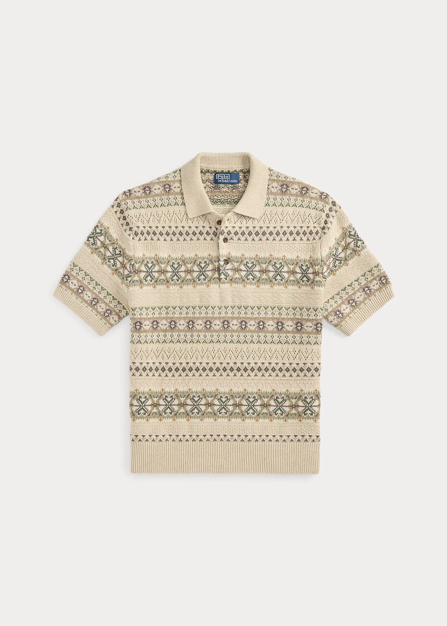 Fair Isle Polo-Collar Sweater - 1