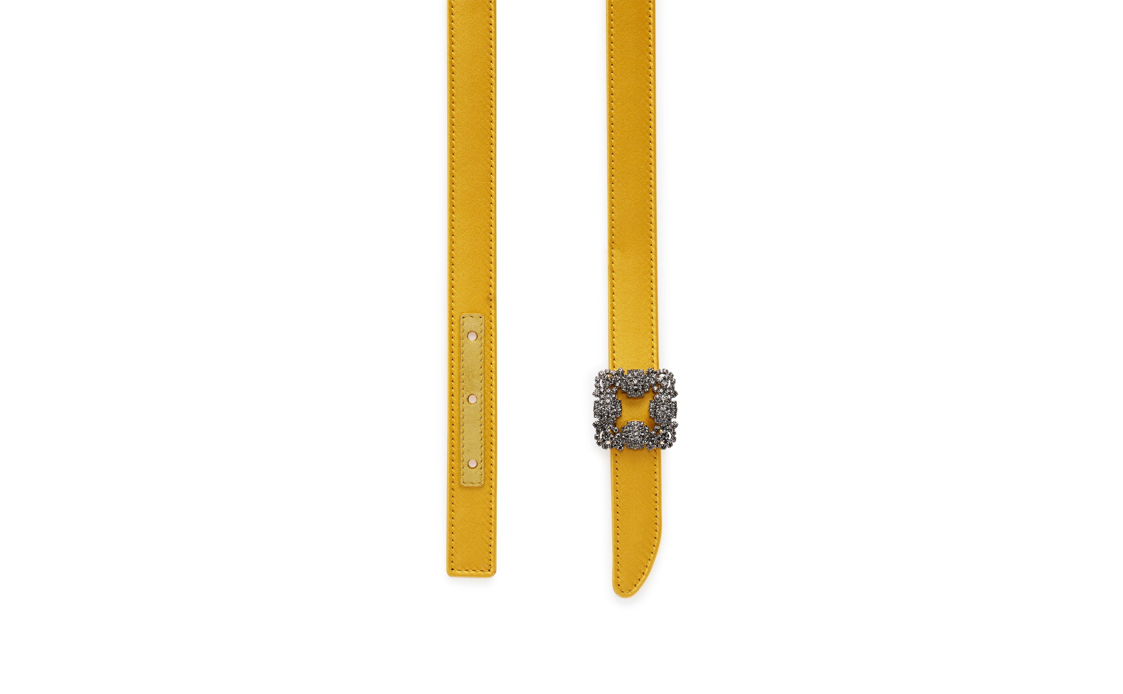 Yellow Satin Crystal Buckled Belt - 3