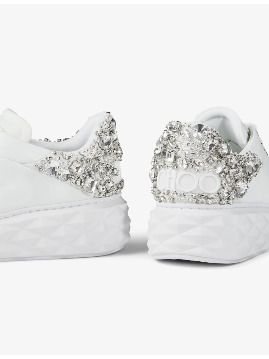 Diamond Maxi sequin-embellished leather and woven low-top trainers - 6