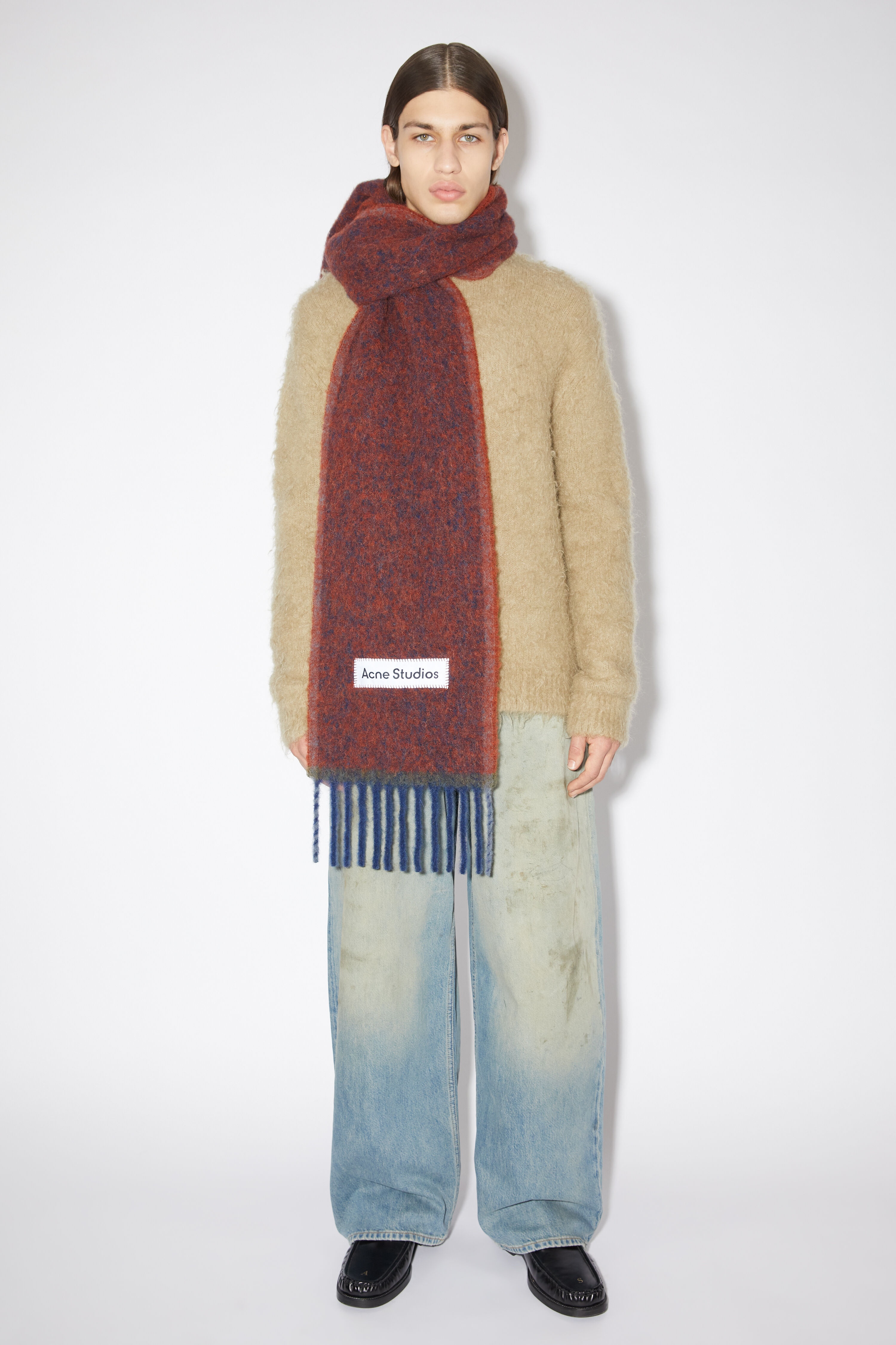 Wool mohair scarf - Narrow - Aubergine blue - 3