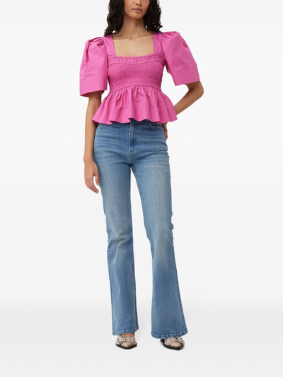 GANNI peplum-waist organic-cotton blouse outlook