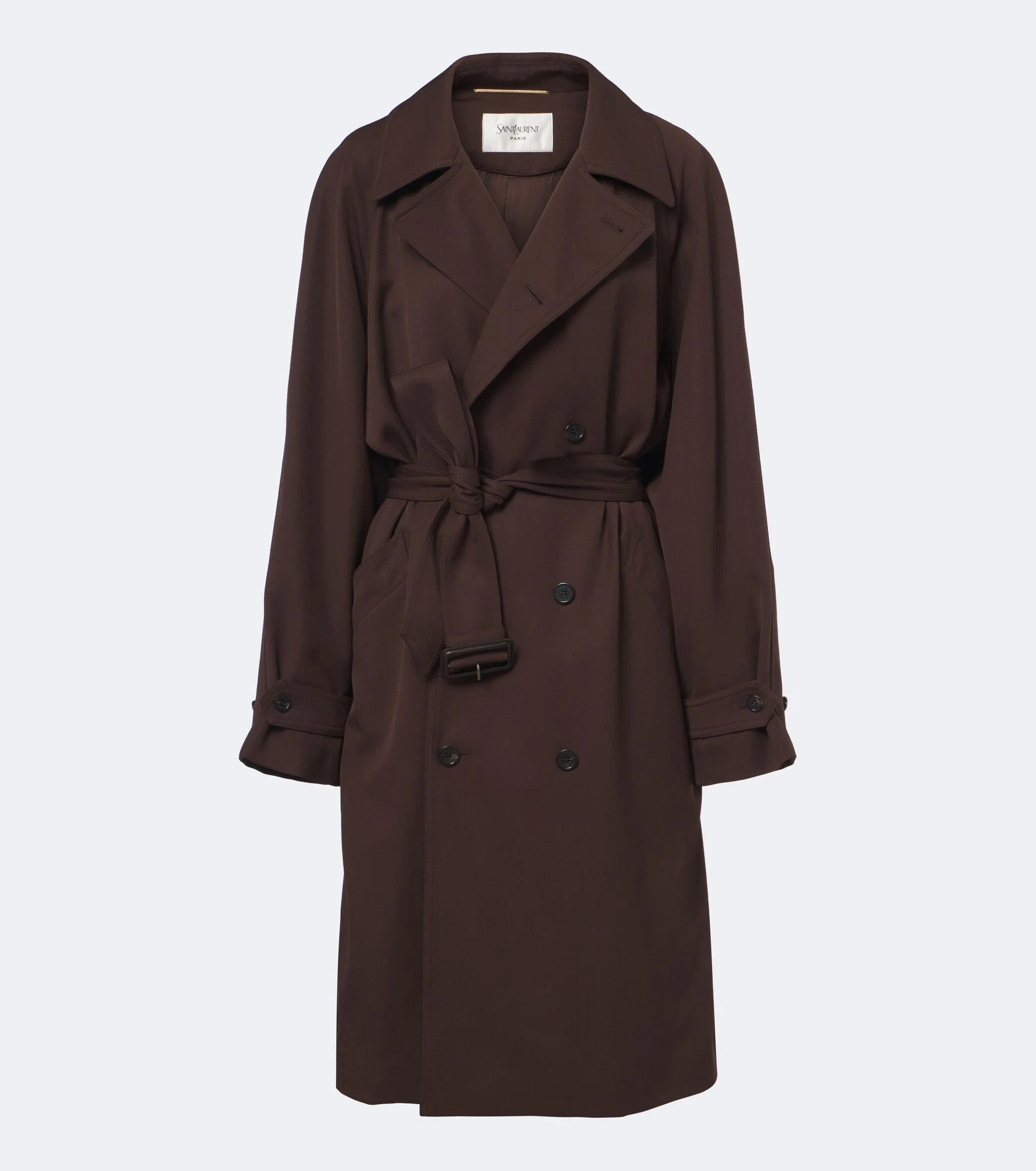 Double-breasted wool trench coat - 1