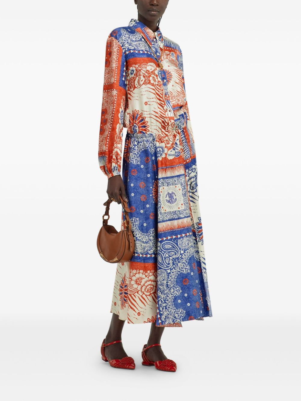 patchwork paisley-pattern silk dress - 4