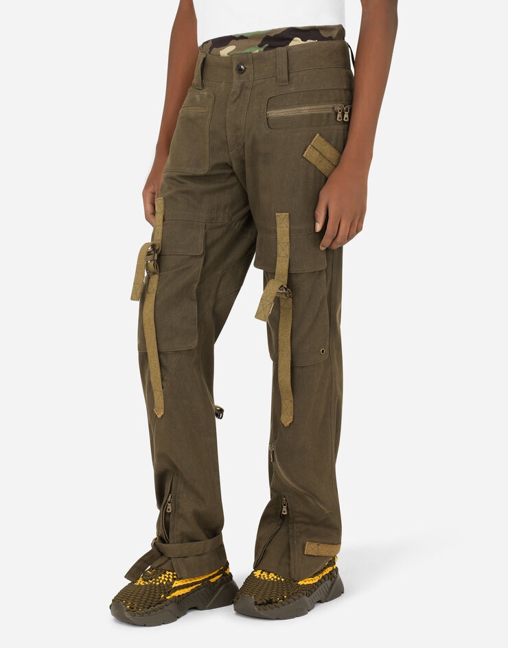 Cotton cargo pants with laces - 4