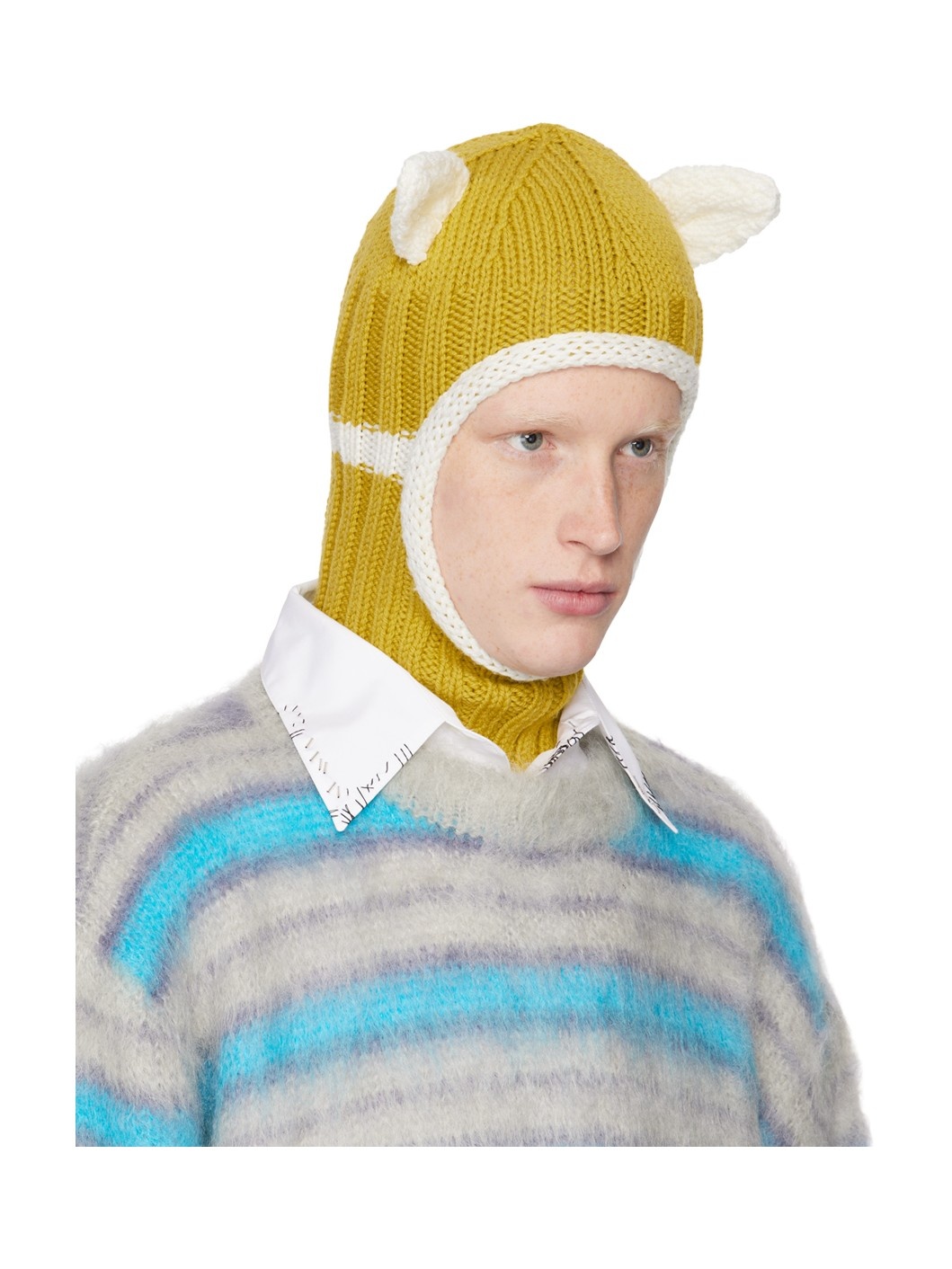 Yellow & Off-White Ears Balaclava - 2