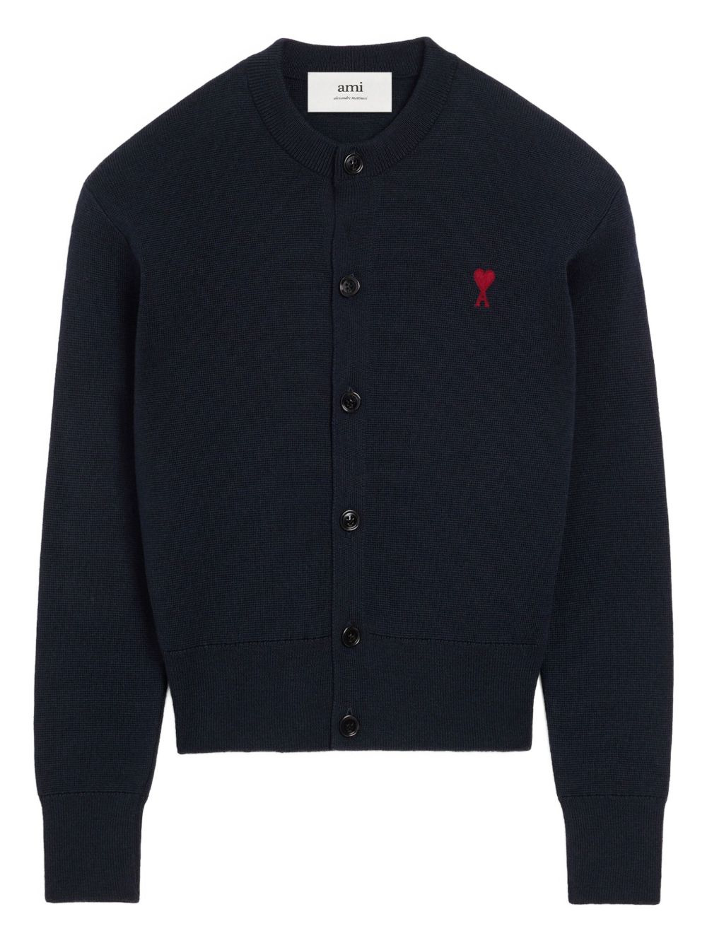 heart-embroidered wool cardigan - 1