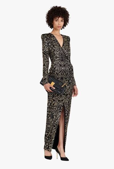 Balmain Long black and gold embroidered dress outlook