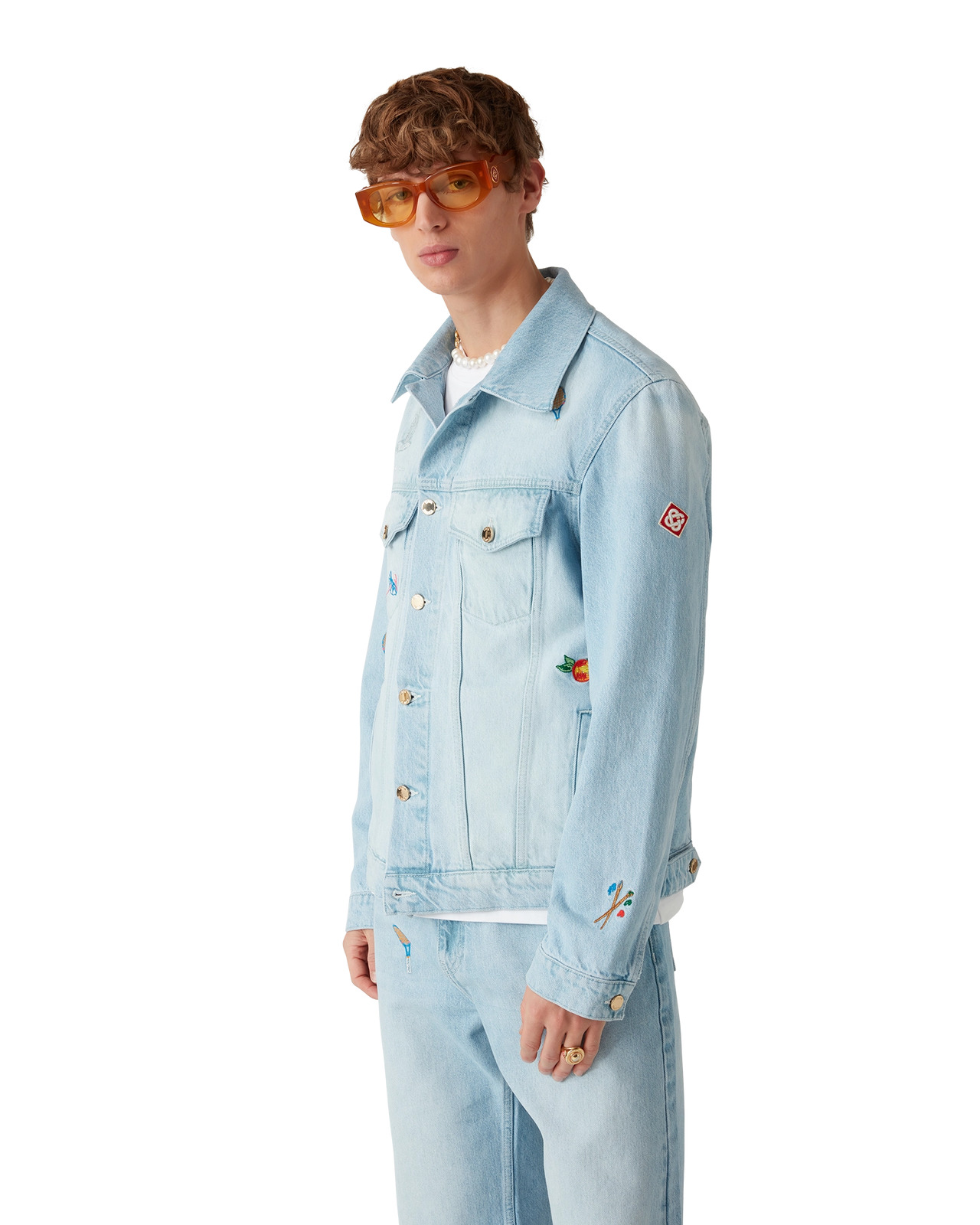 Embroidered Motif Denim Jacket | Casablanca Paris - 5