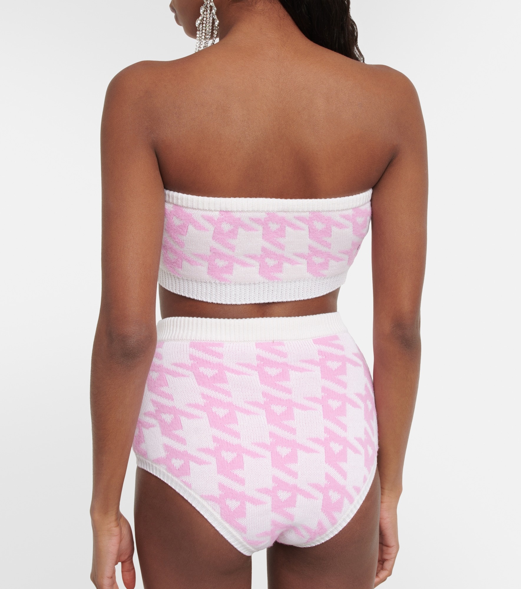 Houndstooth wool-blend bandeau top - 3
