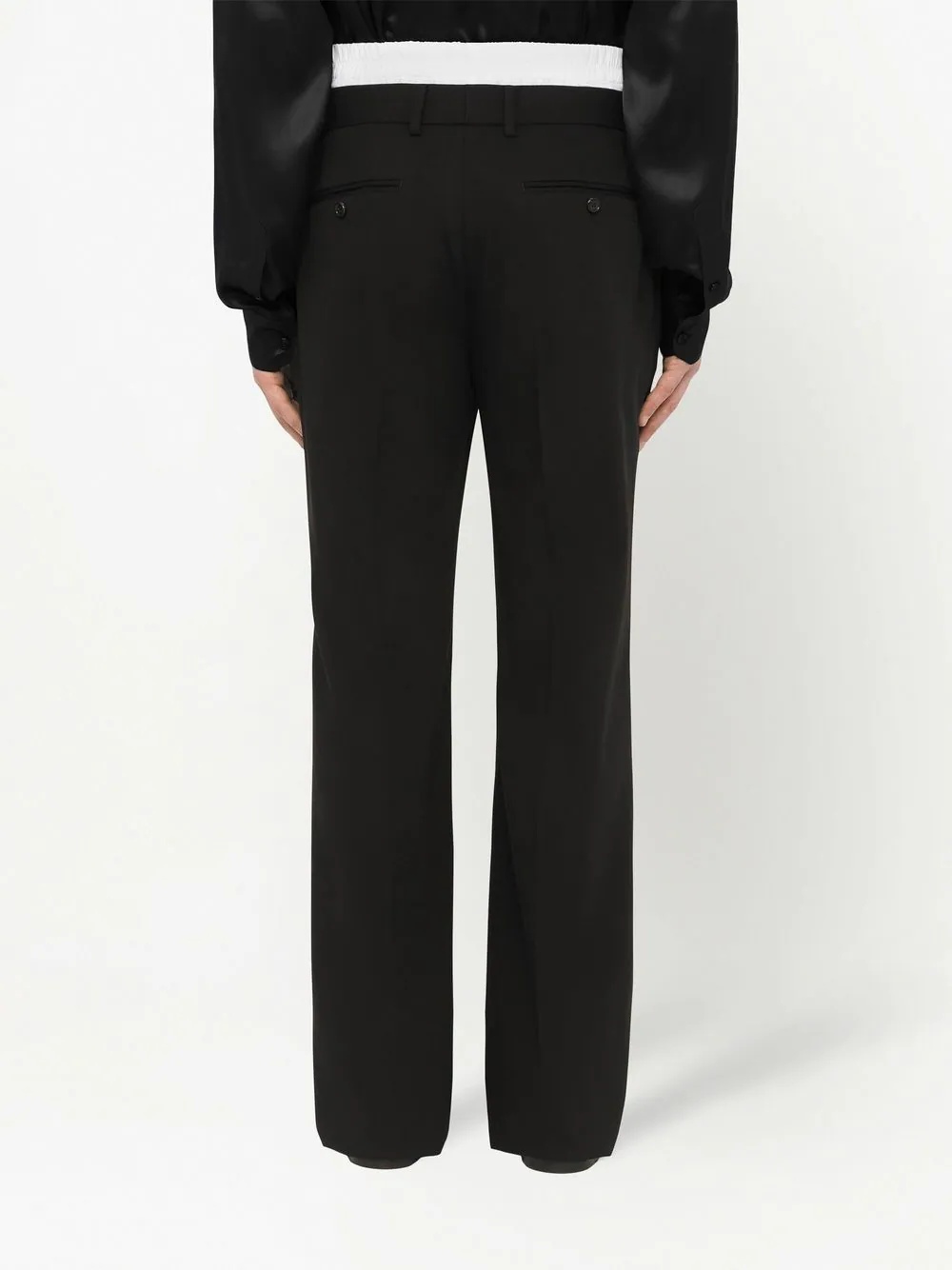 layered-waistband straight leg trousers - 4