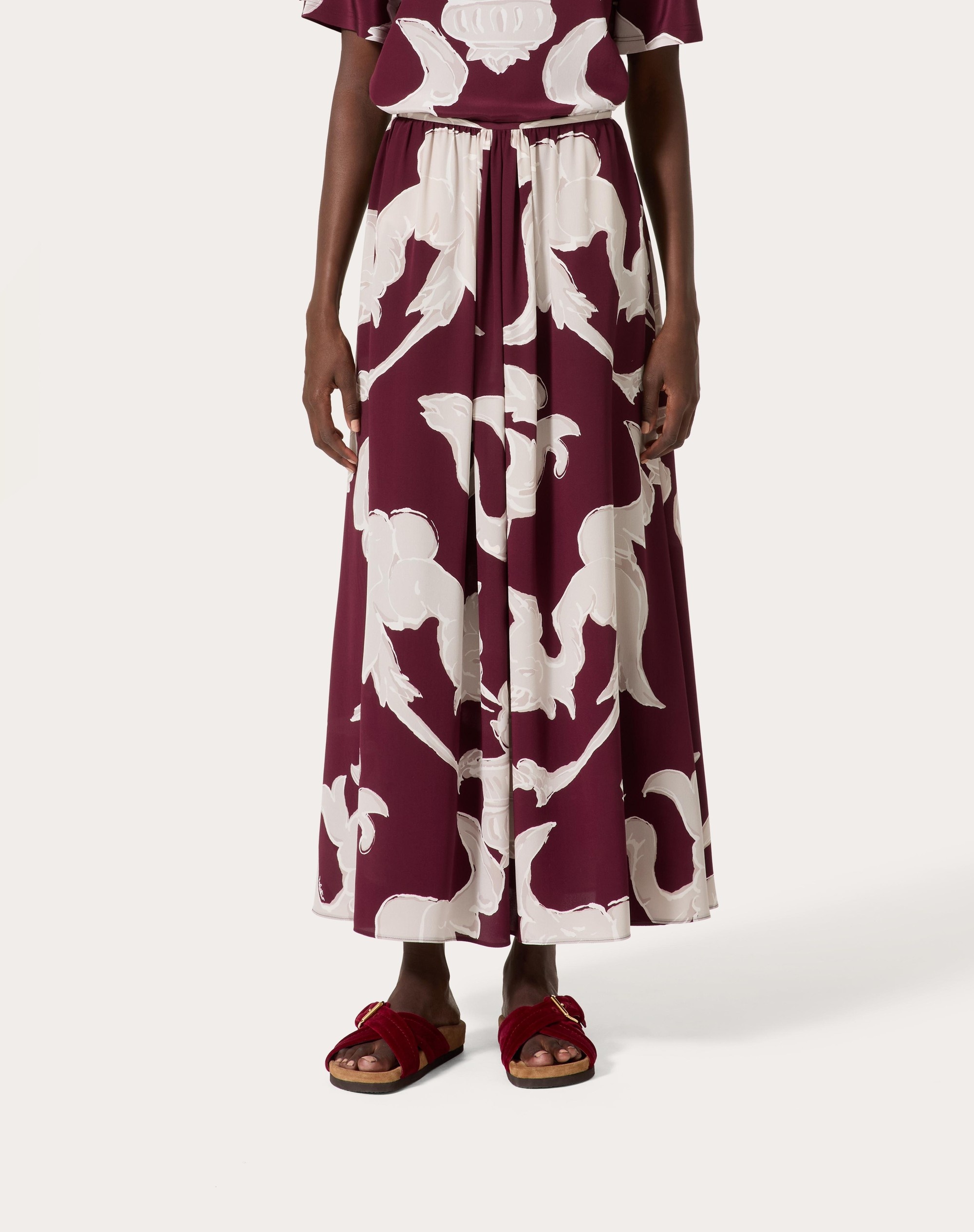 METAMORPHOS GRYPHON ALLOVER CREPE DE CHINE MIDI SKIRT - 3
