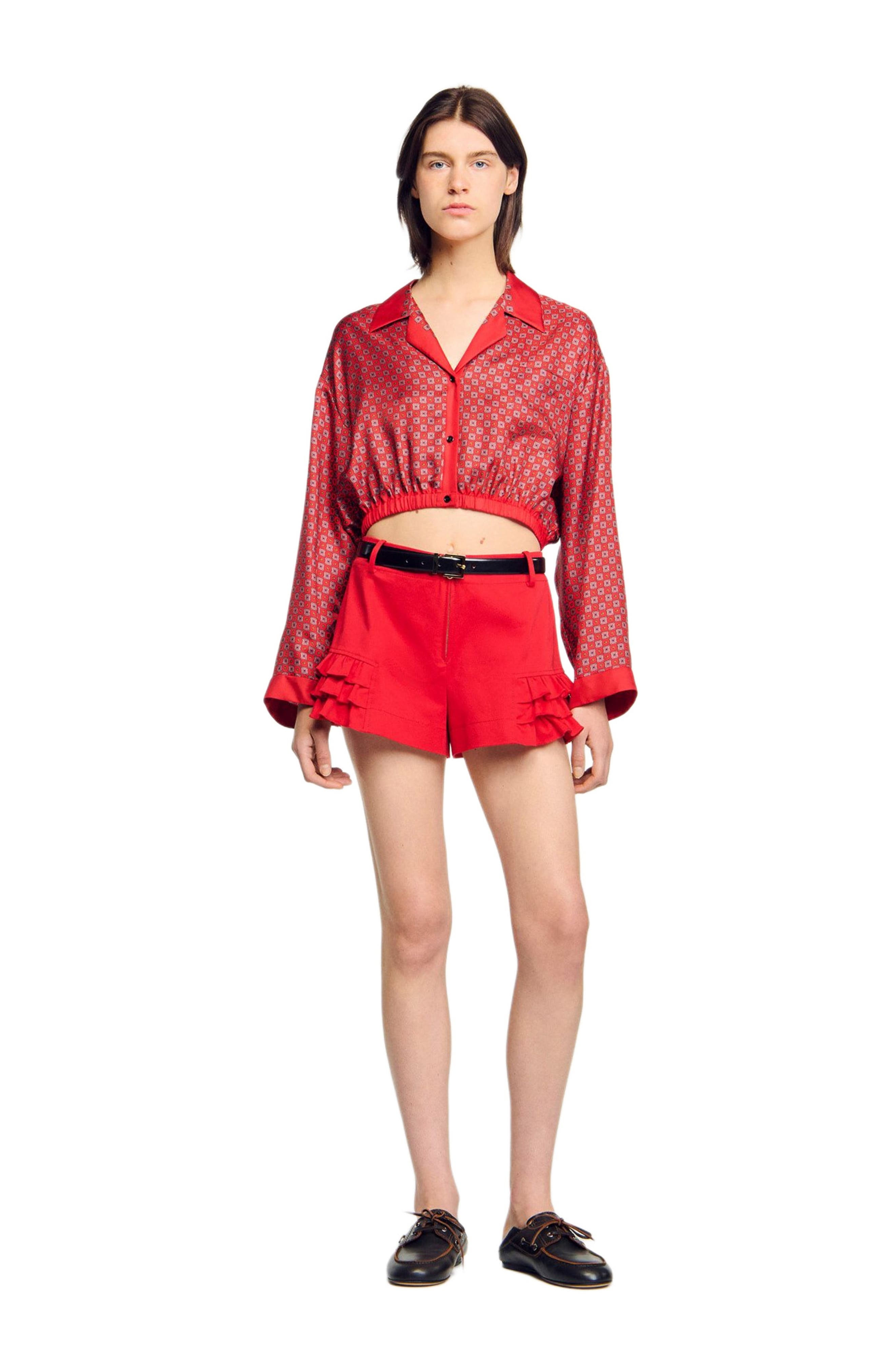 SANDRO Scarf print shirt in Red /Pink at Nordstrom - 1