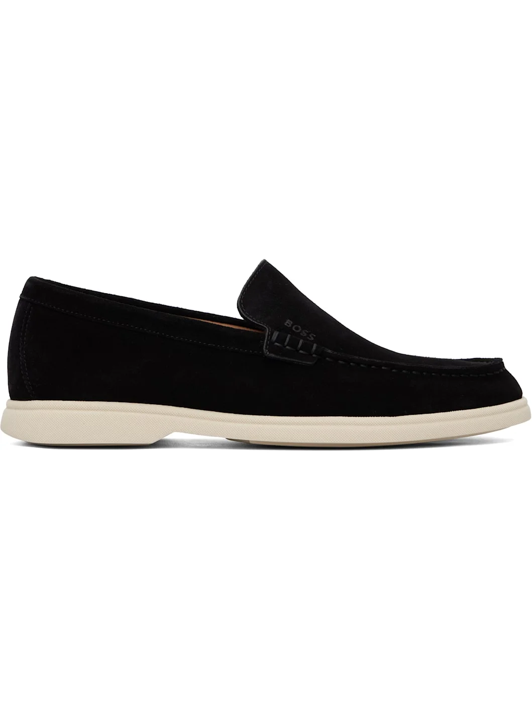 Black Debossed-Logo Suede Loafers - 1