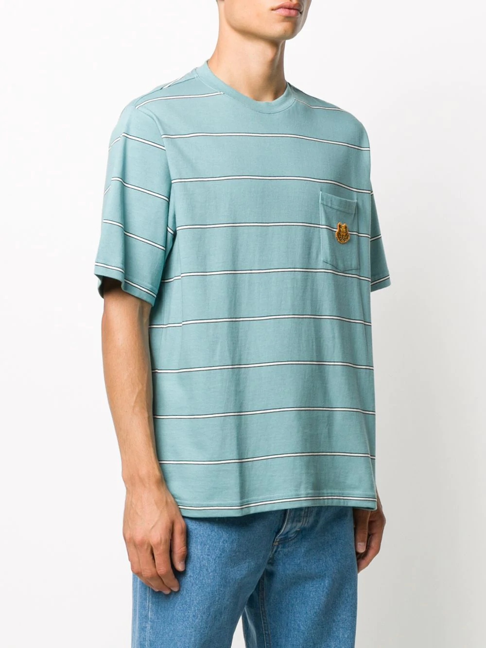 tiger patch striped T-shirt - 3