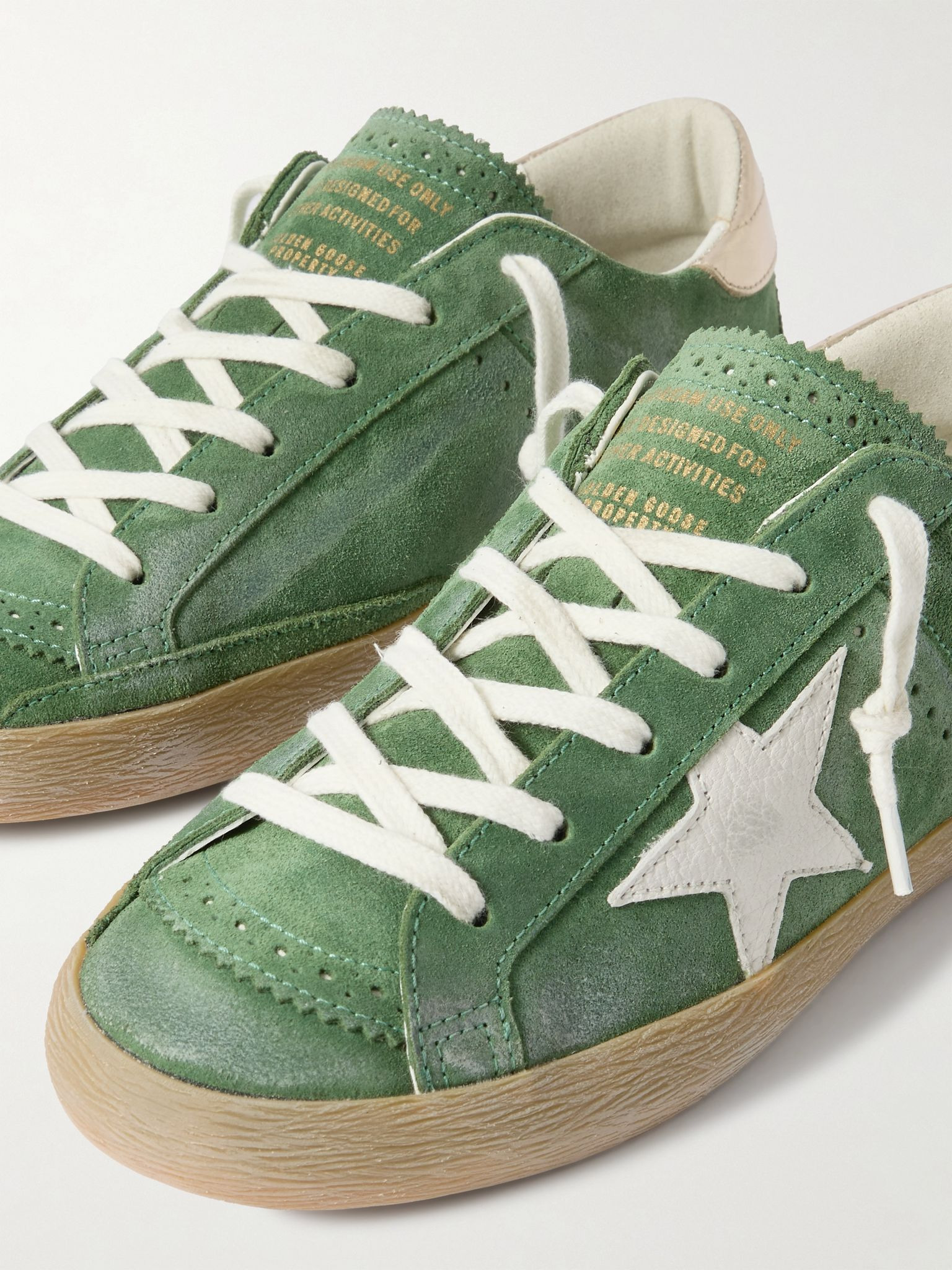 Super-Star distressed suede and metallic leather sneakers Green - 4