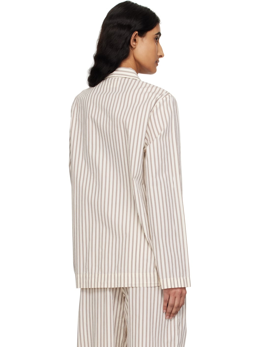 Brown & Off-White Poplin Long-Sleeved Pyjama Shirt - 3