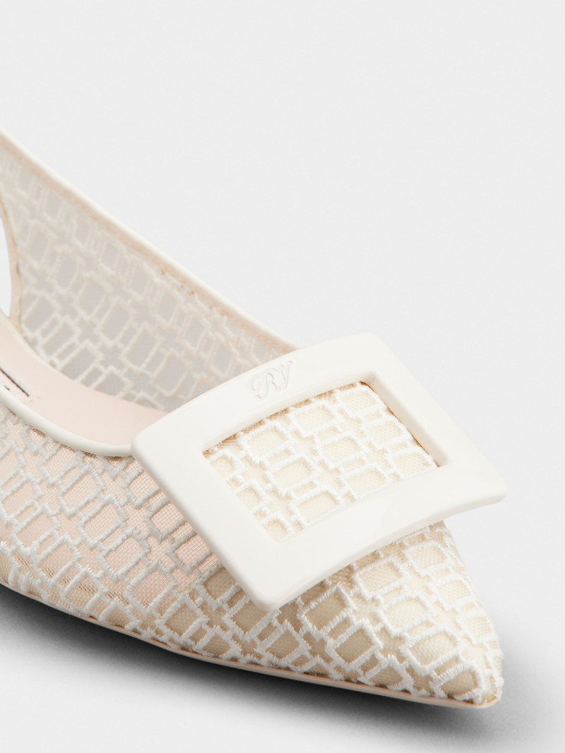 Gommettine Net Lacquered Buckle Slingback Ballerinas in Fabric 3