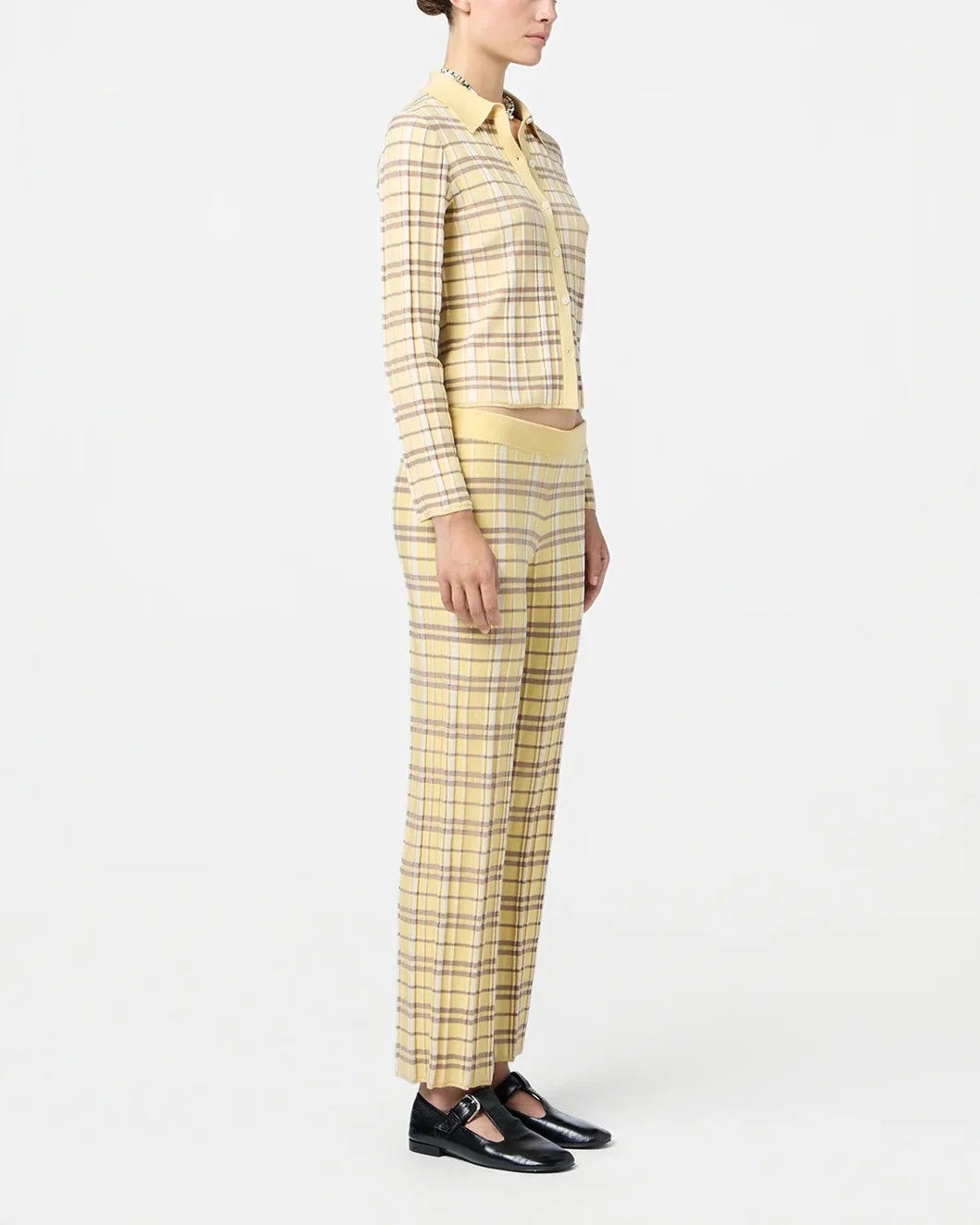 PLAID FLARE PANT BUTTER COMBO - 3