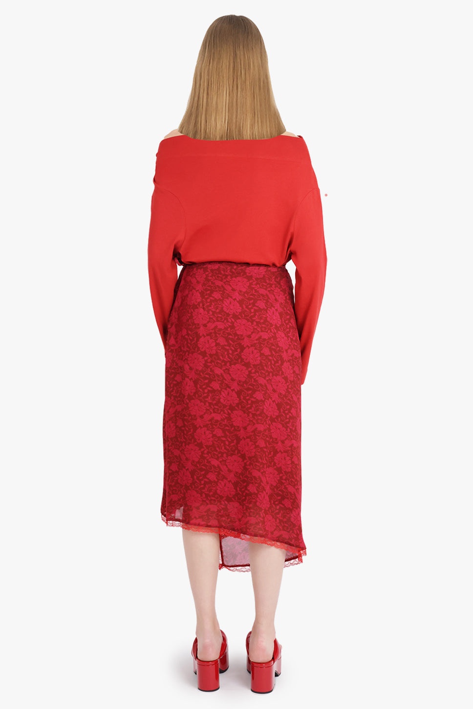 HEMAC L/S ONE SHOULDER KNOT DETAIL TOP | RED - 5