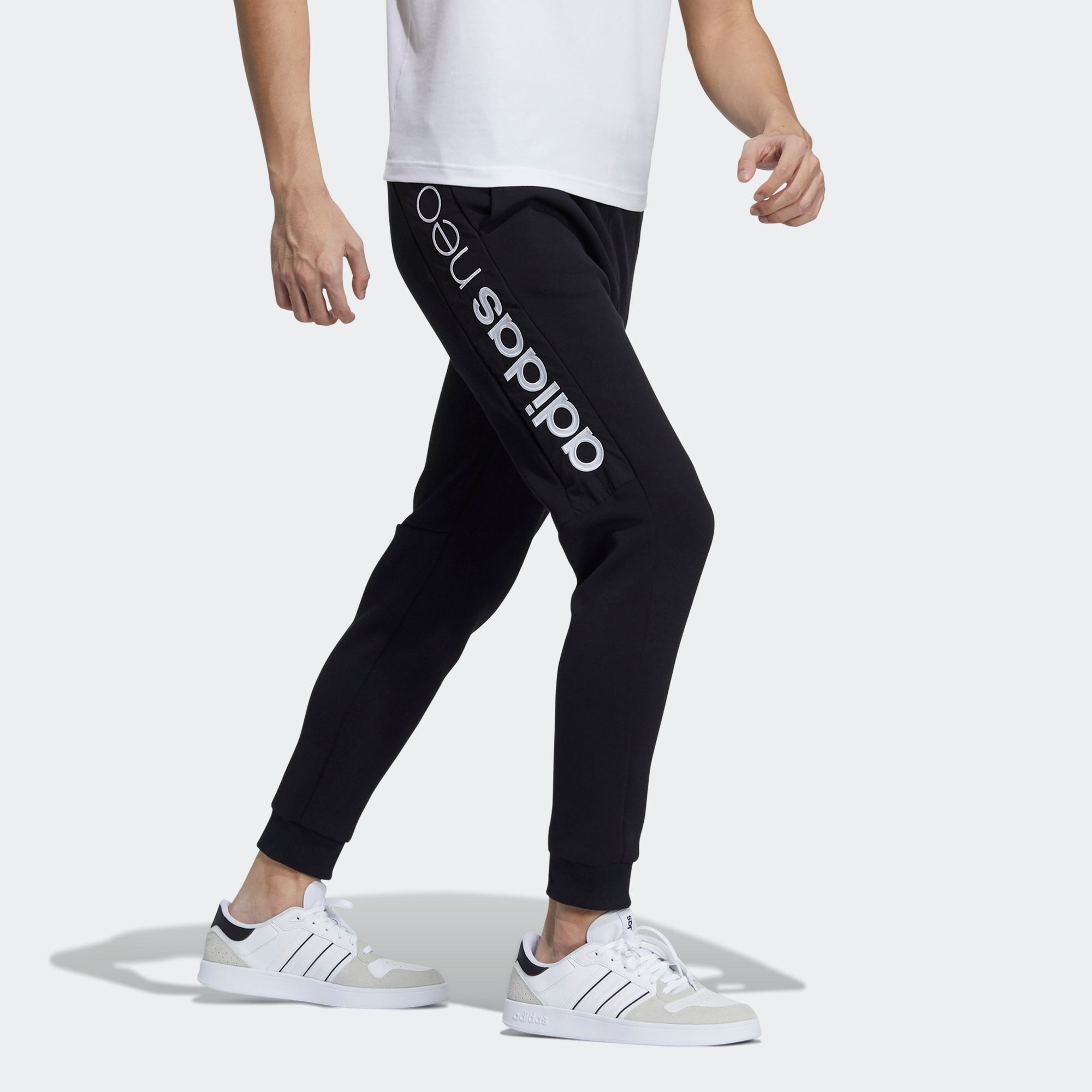 adidas neo M Cs Db Tp 2 Logo Stripe Athletics Sports Knit Bundle Feet Pants Black GP5681 - 4