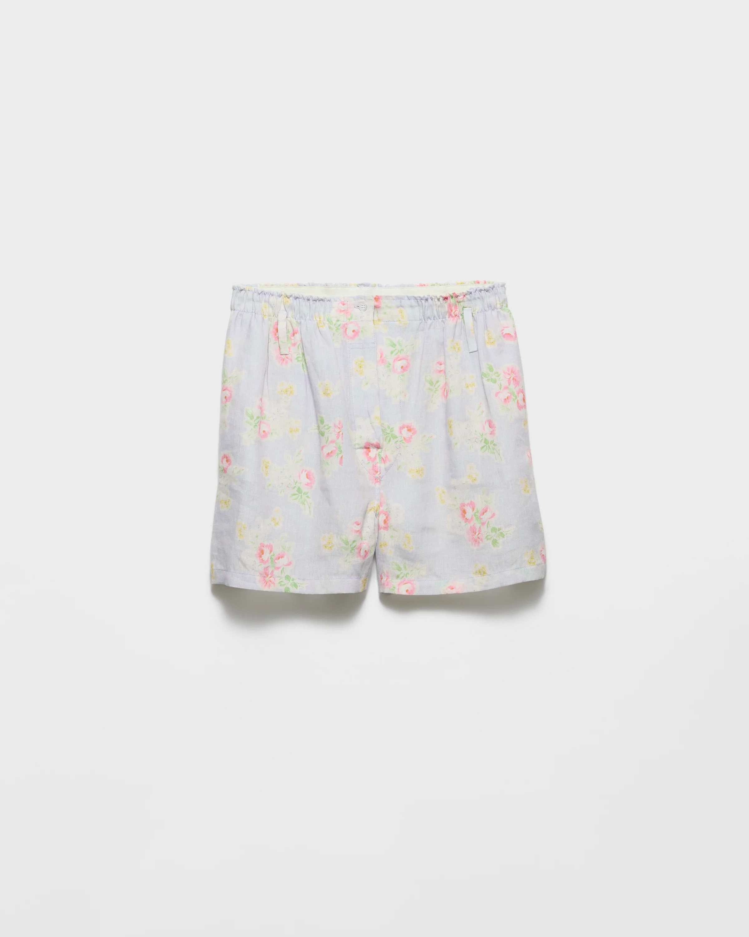 Floral print old linen shorts - 1