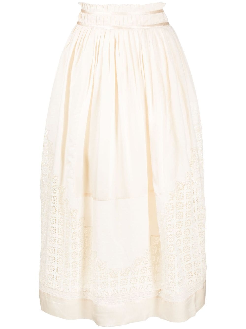 Cadena lace-insert midi skirt - 1