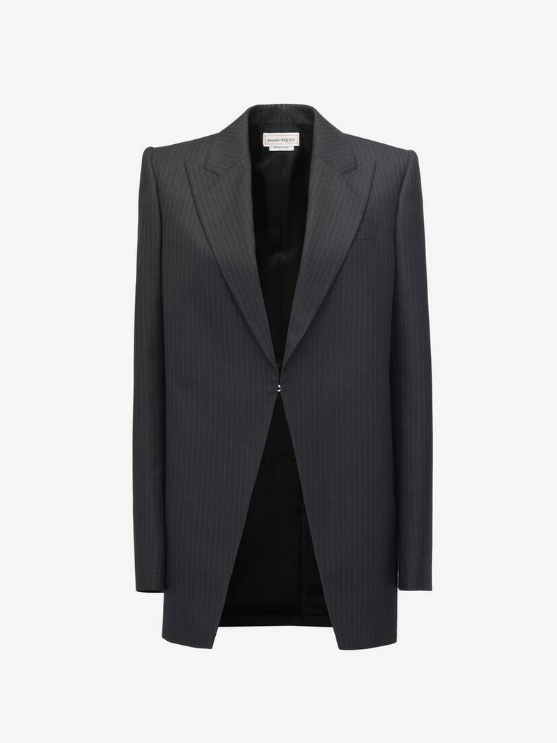 Alexander McQueen Women's Pinstripe Cutaway Jacket in Grey outlook