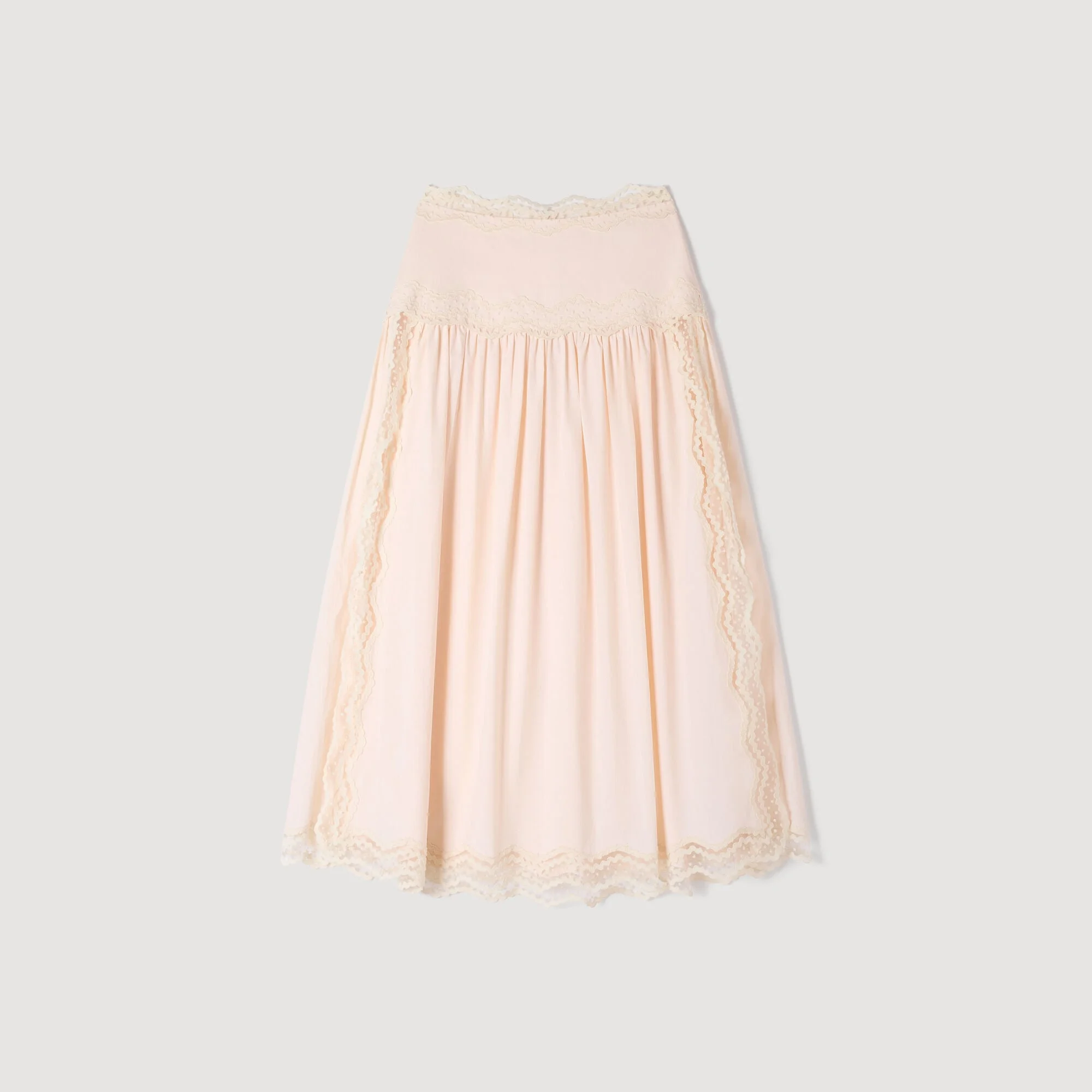 MAXI COTTON SKIRT WITH TRIM - 1