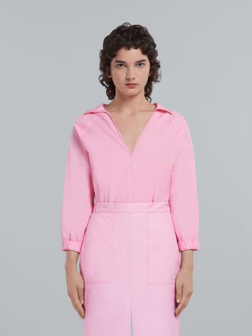 SQUARE-NECK TOP IN PINK BIO POPLIN - 2