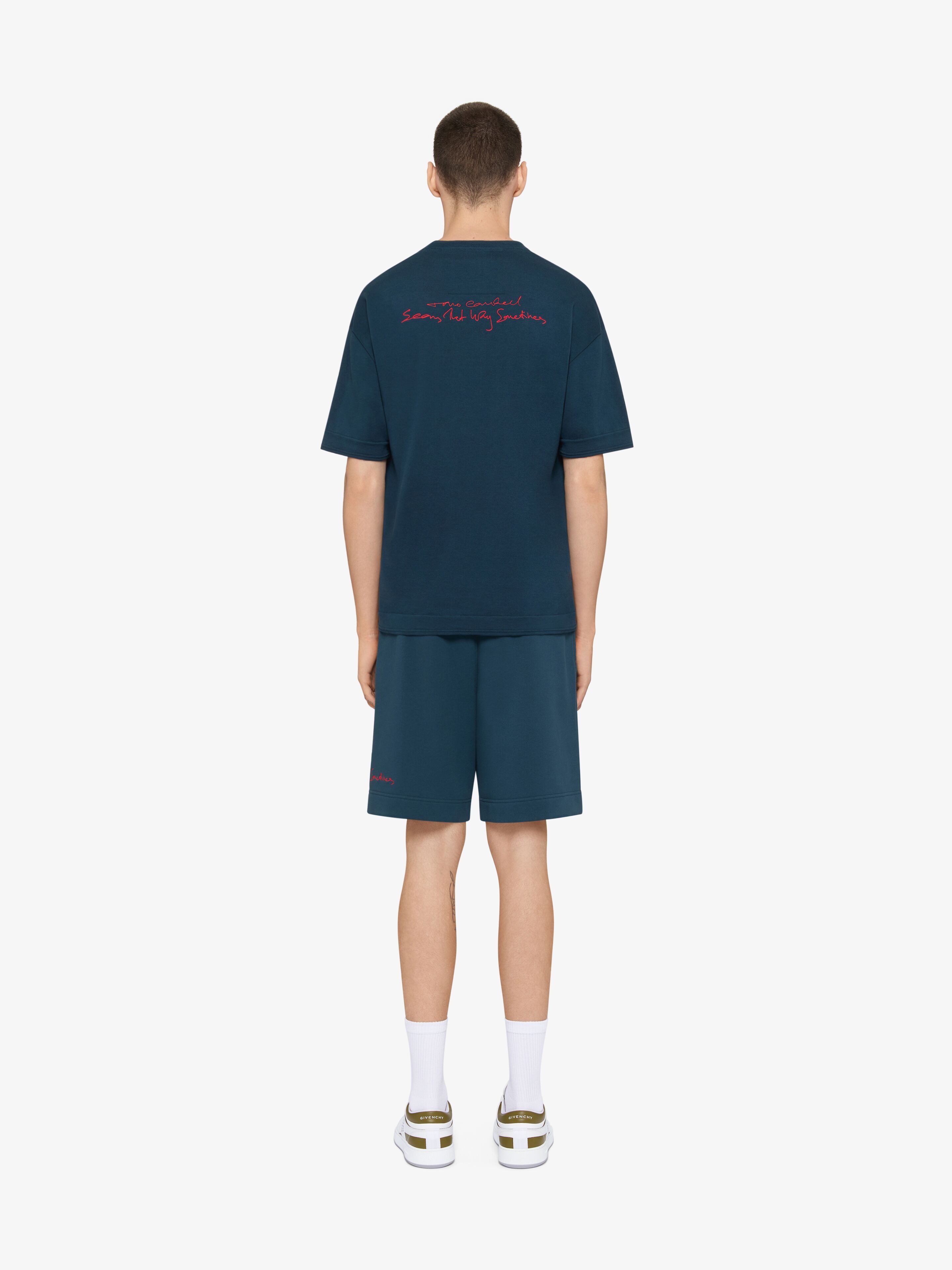 BERMUDA SHORTS IN FLEECE WITH GIVENCHY MEDALLION - 3