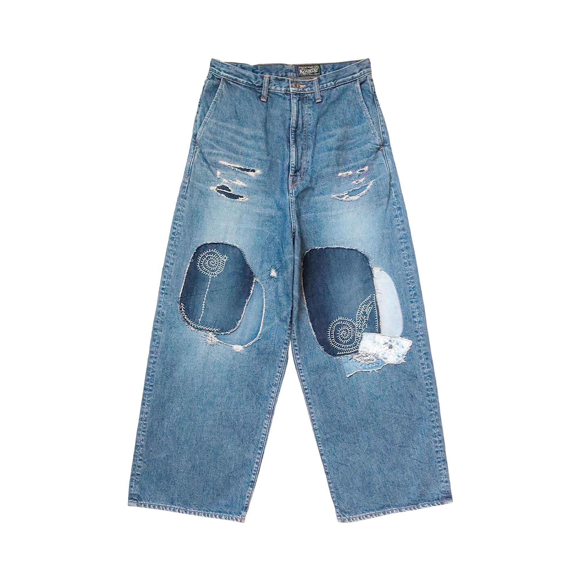 Kapital Hippie-Champetre Remake Denim Port Baggy Pants 'Indigo Processing' - 1
