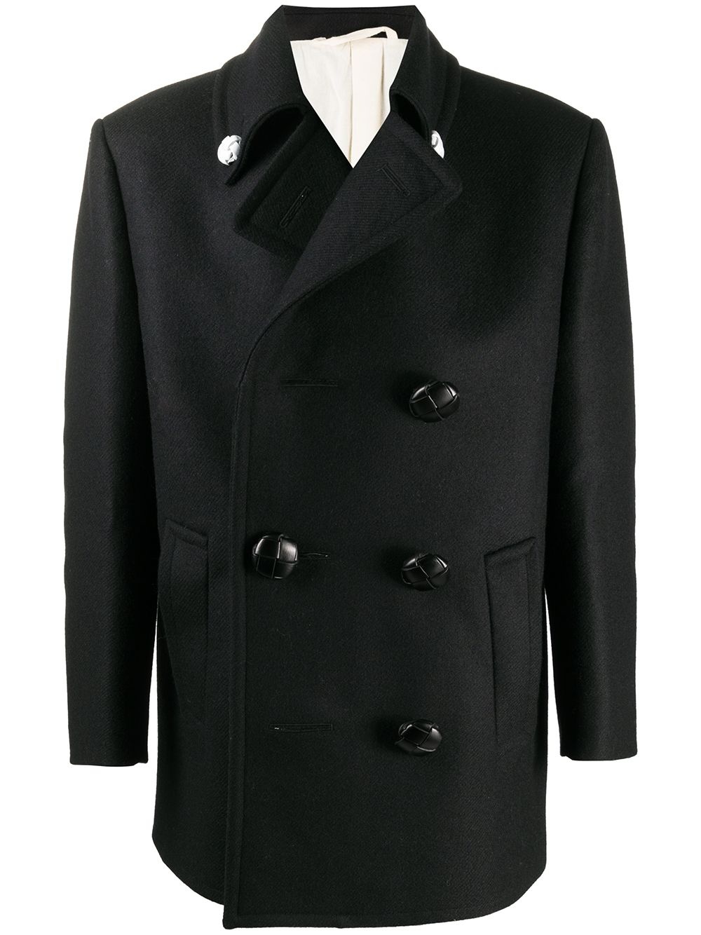 double-breasted wool coat - 1