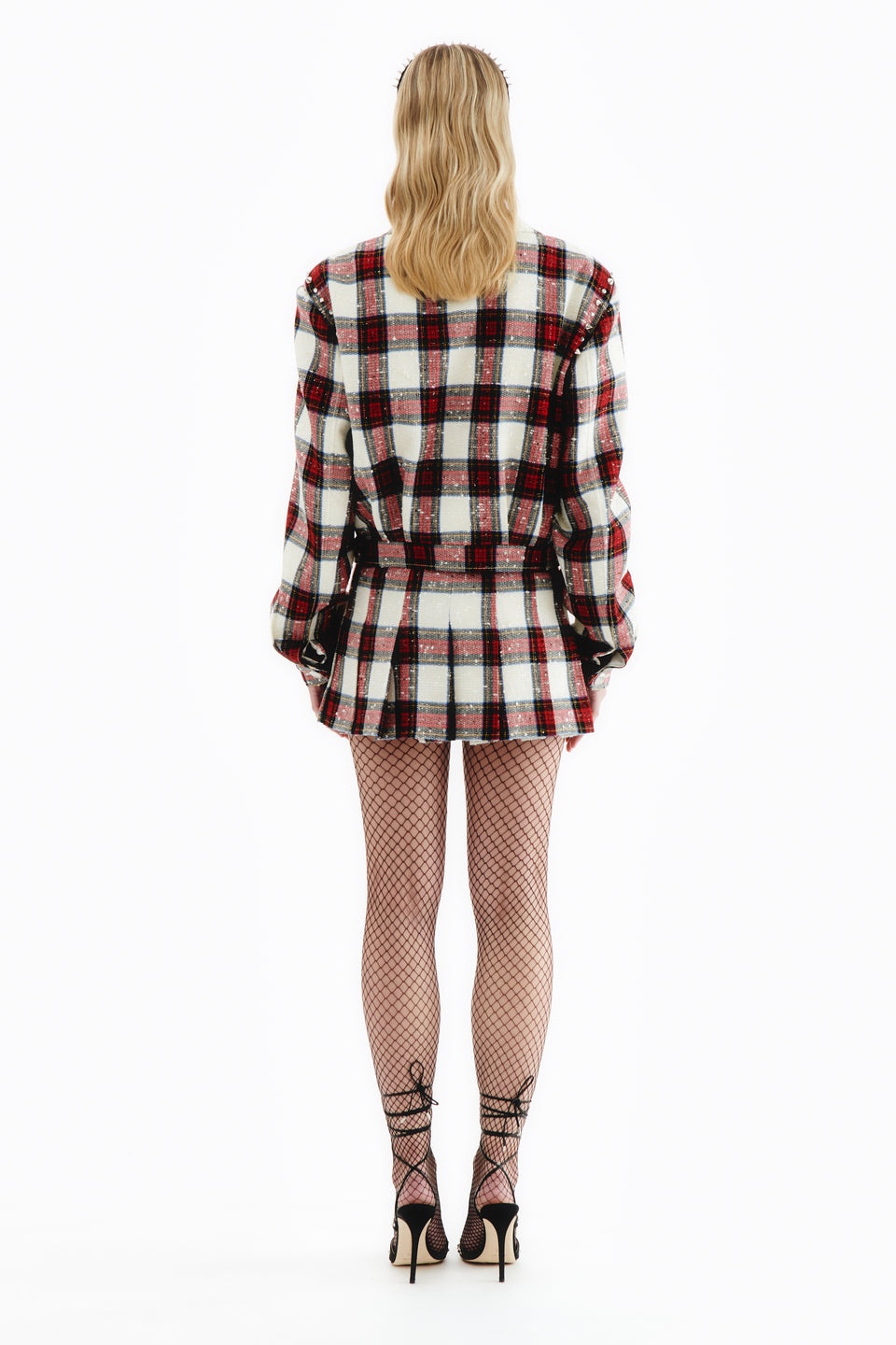 CHECKED LUREX WOOL CROPPED BOMBER - 4