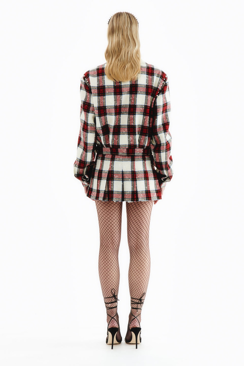 CHECKED LUREX WOOL CROPPED BOMBER 4