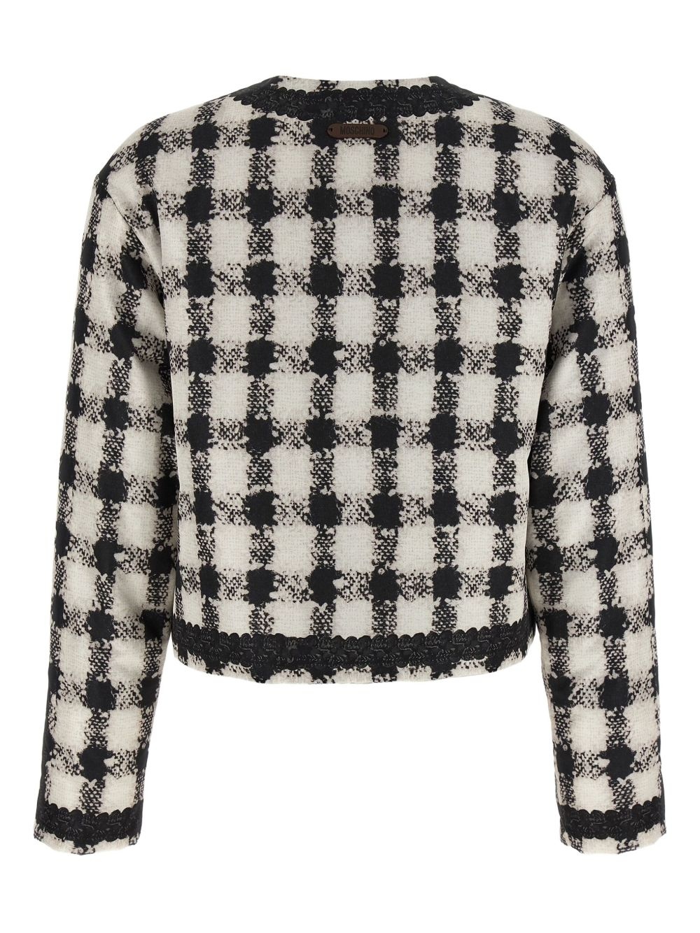 check-pattern lace-trim jacket - 2