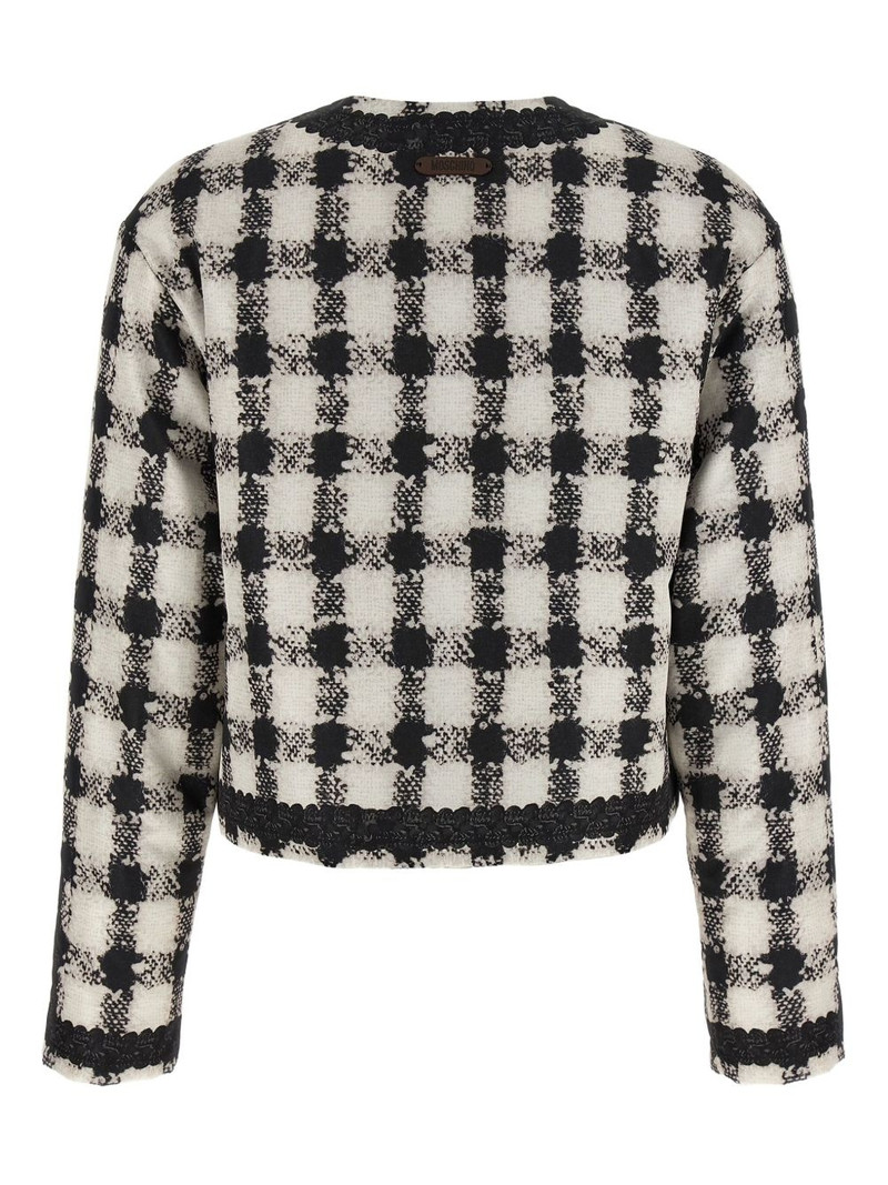 Moschino check-pattern lace-trim jacket outlook