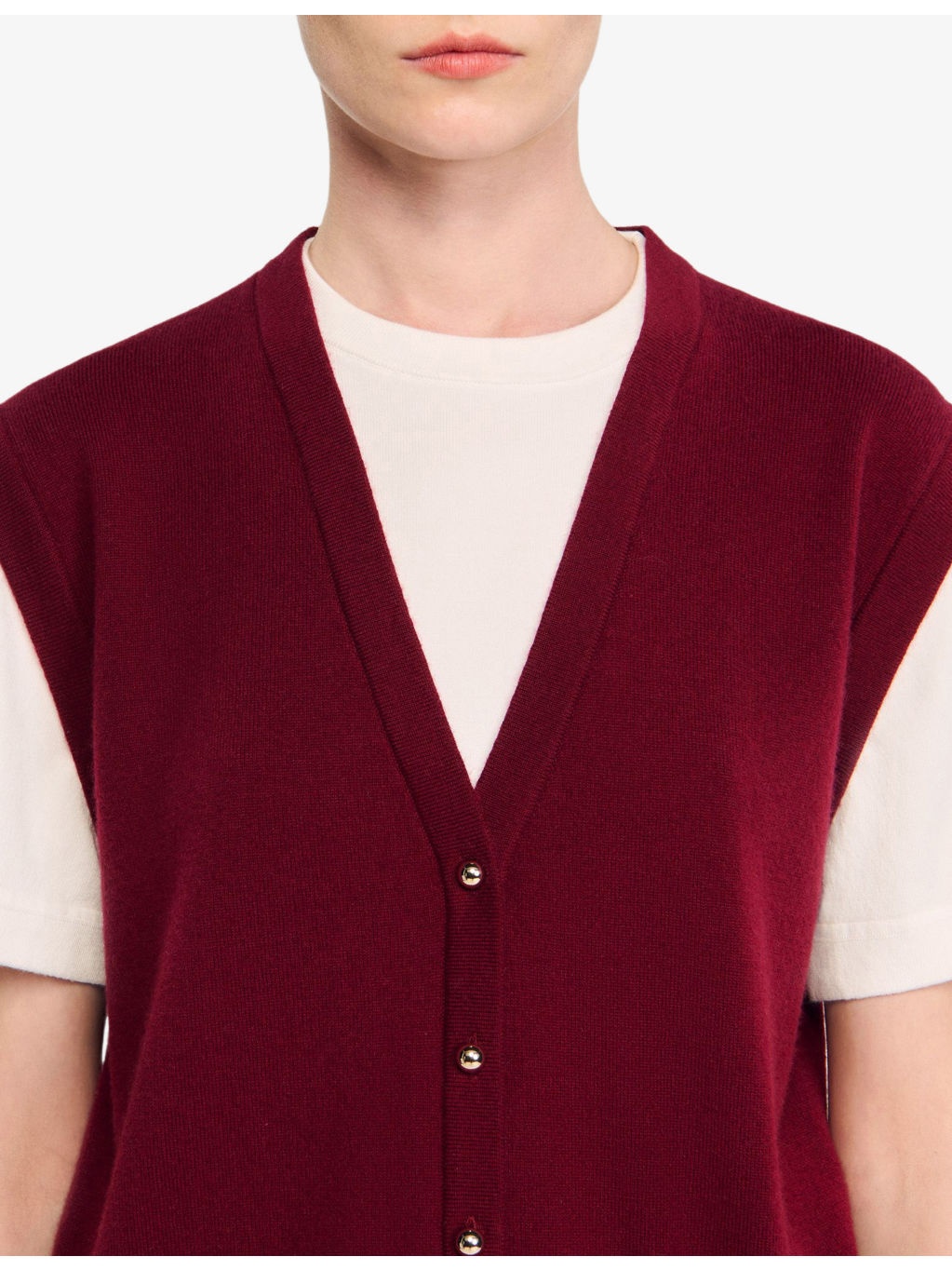 Two-In-One Short-Sleeved Wool and Cashmere Top - 5