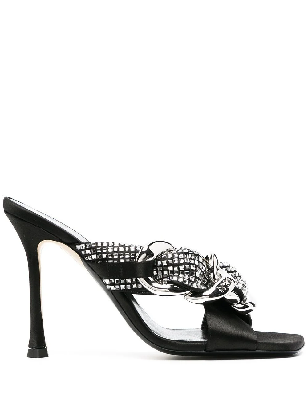 chunky chain crystal-embellished sandals - 1