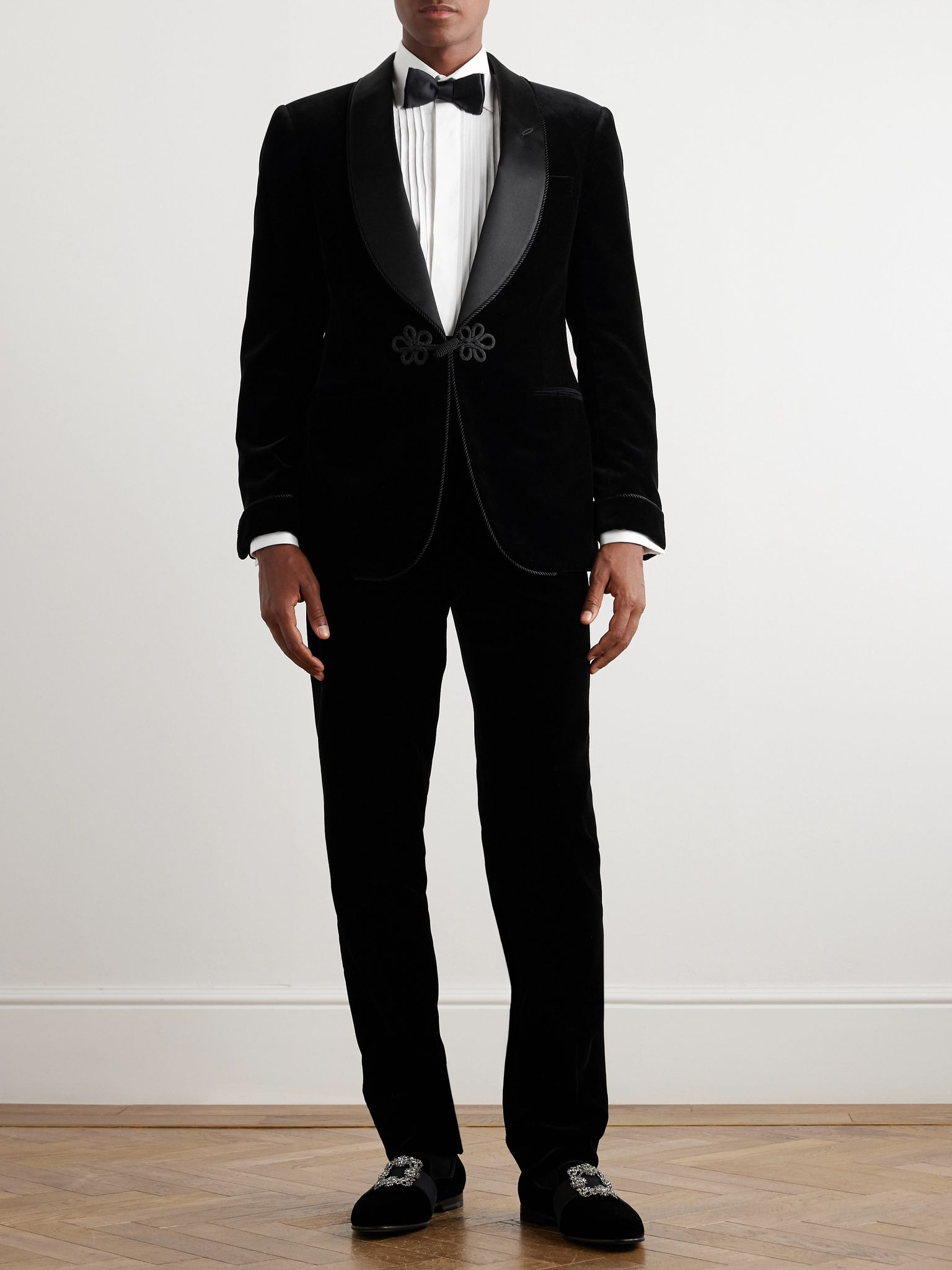 Silk-Trimmed Wool-Velvet Tuxedo Jacket Black - 2