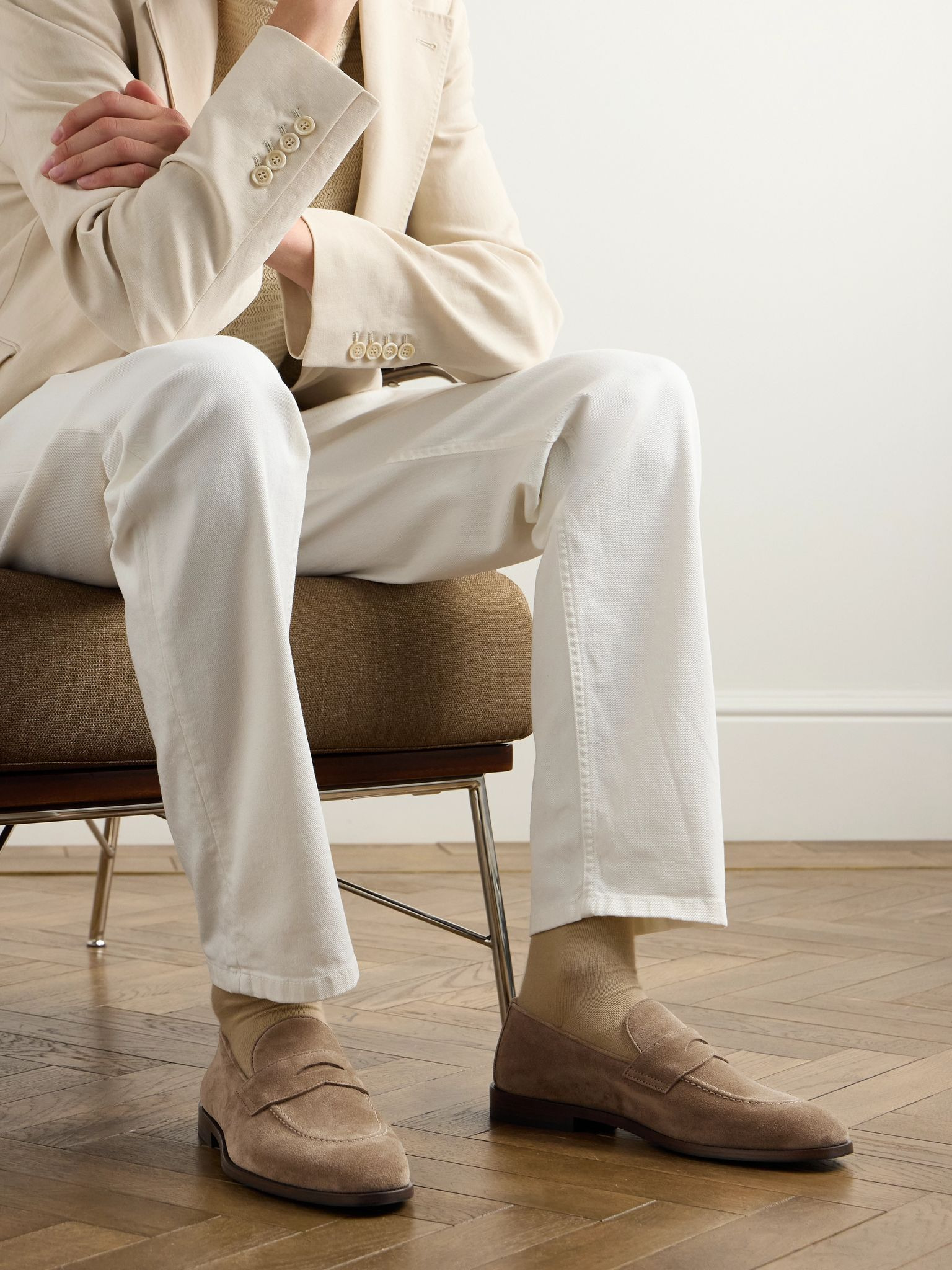 Flex Suede Penny Loafers Taupe - 2