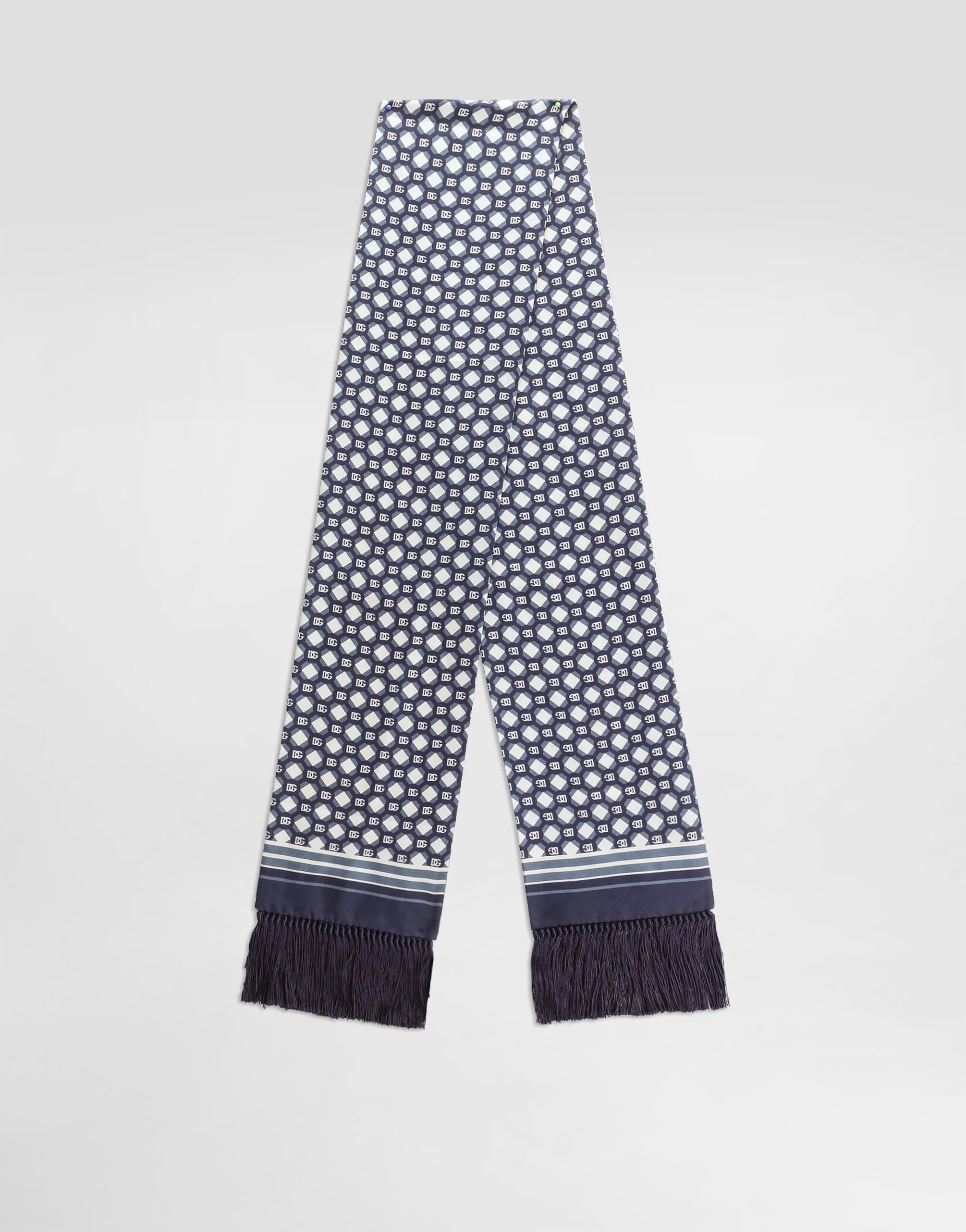 Silk twill scarf with micro-design and logo - 1