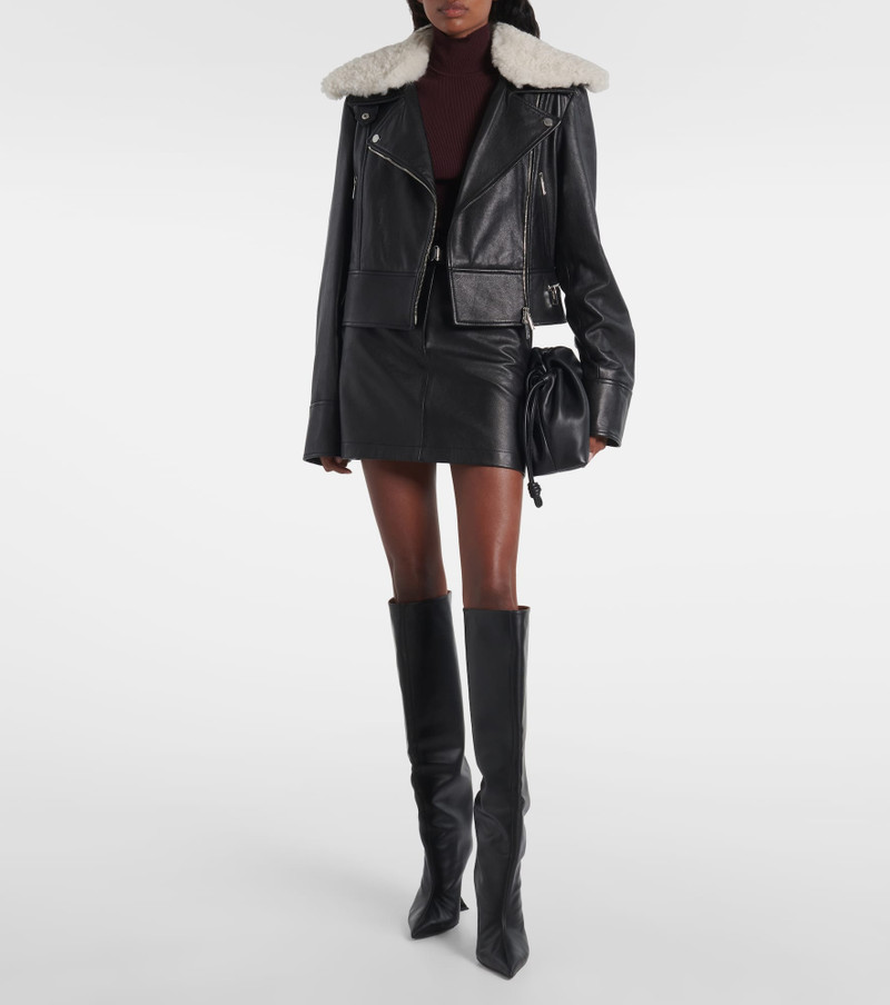 Sportmax Toscana shearling-trimmed leather jacket outlook