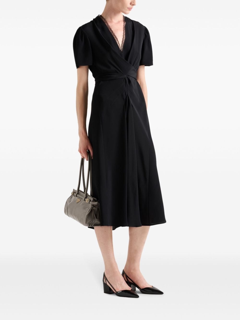 V-neck short-sleeve midi dress - 2
