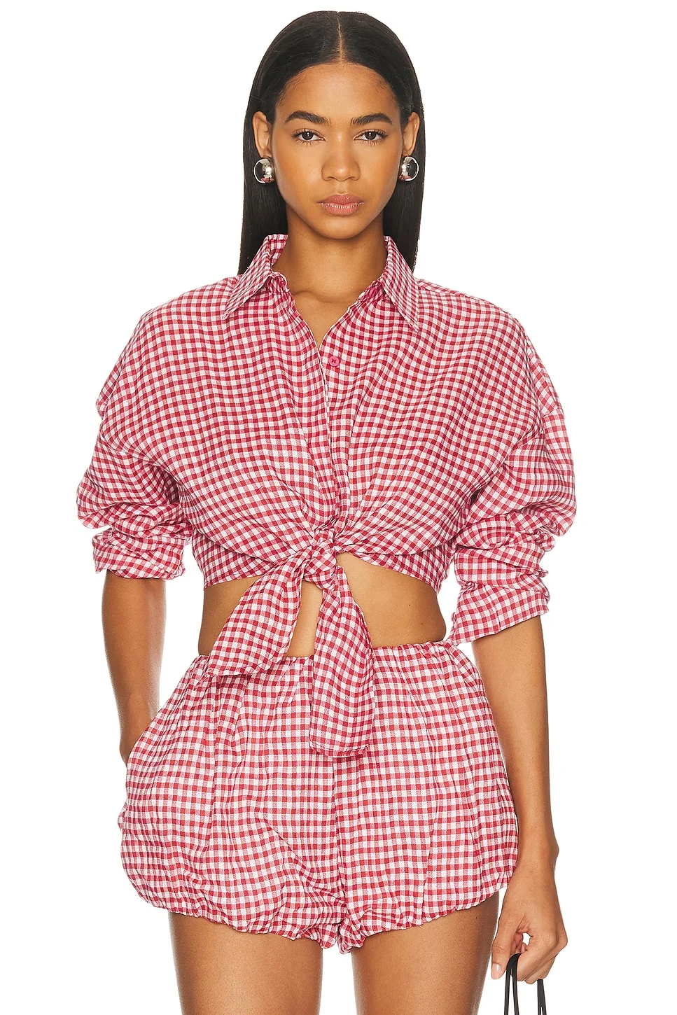 Linen Shirt Tie Top - 1
