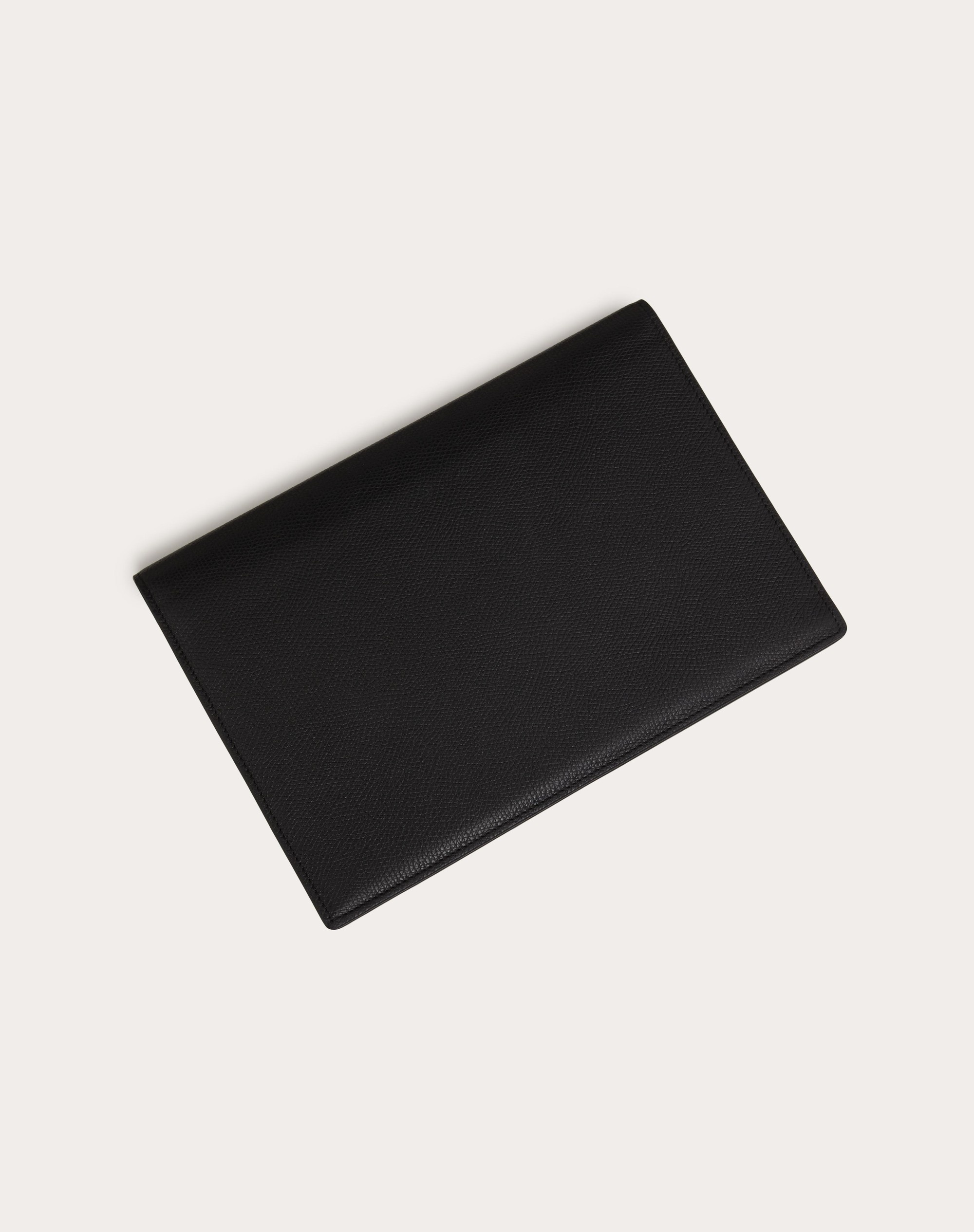 VLOGO SIGNATURE GRAINY CALFSKIN POUCH - 3
